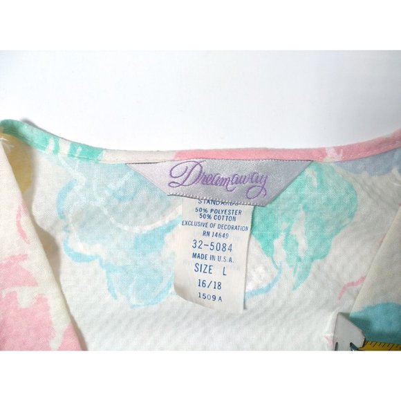 Vtg Dream Away White Floral Nightgown Sz Large 16/18 Made in USA - Picture 3 of 7